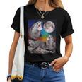 Howling Wolf Otter Moon Galaxy Parody T-shirt Frauen