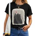 Japanese Anime Cute Cat Heart Kawaii Black Cat Heart Girls Women T-shirt
