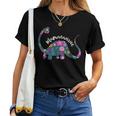 Mamasaurus Brontosau Dinosaur Mama Saurus Family Cute Flower Camiseta de mujer