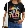 Rock The Test Testing Day Retro Motivational Teacher Student Women T-shirt