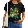 Tropical Bird Rainforest Jungle Green Flowers T-shirt Frauen