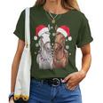 Christmas Lights For Horse Lovers Reindeer Santa Hat Horse Christmas T-shirt Frauen