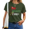 Groovy Nice Naughty I Tried Christmas 2024 Santa Claus Meme Women T-shirt