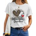 Baseball Grandma Leopard Heart Proud Baseball Grandma Women T-shirt