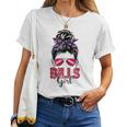 Bills Girl Messy Bun Fan Team Women T-shirt