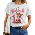 Children's Cute Deer I Am 1 Children's Birthday 1St Birthday Girl T-shirt Frauen