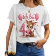 Children's Cute Deer I Am 4 Children's Birthday 4Th Birthday Girl T-shirt Frauen