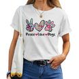 Peace Love Dogs Floral Dog Paw Dog Mom Cute Mother's Day Women T-shirt