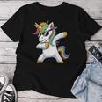 Dabbing Unicorn Costume Rainbow Colourful Carnival Fancy Dress T-shirt Frauen Lustige Geschenke