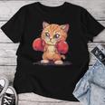 Divertido Gato De Boxeo Con Guantes De Boxeo Para Fanáticos Del Deporte Y Las Mascotas Cuello Camiseta de mujer Regalos divertidos