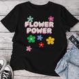 Hippie Costume 60S 70S Flower Power Süßes Groovy 70Er 60Er Jahre Party Schwarz Geblümt Crew-Ausschnitt S Erwachsene Party Retro Flower T-shirt Frauen Lustige Geschenke