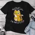 I'm Not Antisocial I'm Antistupid Sarcastic Cat T-shirt Frauen Lustige Geschenke