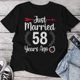 Just Married 58 Years Ago Husband Wife 58Th Anniversary Women T-shirt Funny Gifts