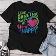 Line Dancing Hace Mi Corazón Feliz Danza Cuello Camiseta de mujer Regalos divertidos