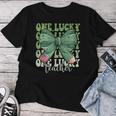 One Lucky Teacher Coquette Bow St Patricks Day Teacher Women T-shirt Unique Gifts