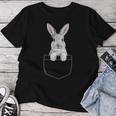 Rabbit In Chest Pocket Easter Bunny Carnickel For Women T-shirt Frauen Lustige Geschenke