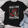 Rock N Roll Never Dies Rockabilly Girl Skull Tattoo Pin-Up T-shirt Frauen Lustige Geschenke