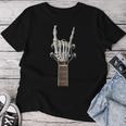 Rock On Skeleton Mano Guitarra Rock & Roll Hombres Es Rock Band Camiseta de mujer Regalos divertidos