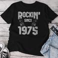 Rockin' Since 1975Intage Rock Music Fan 47 Cumpleaños Cuello Camiseta de mujer Regalos divertidos