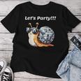 Snail's Disco Lover Groovy Party Snail With Disco Ball T-shirt Frauen Lustige Geschenke