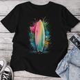 Surfer Women's Colourful Watercolour Surfing T-shirt Frauen Lustige Geschenke