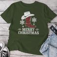 Christmas Cowboy Boots Checked Xmas Western Country Cowgirl T-shirt Frauen Lustige Geschenke