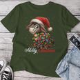 Donkey Merry Christmas Lights Santa Hat Xmas Snow T-shirt Frauen Lustige Geschenke