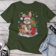 Christmas Bunny Santa Hat Rabbit Christmas T-shirt Frauen Lustige Geschenke