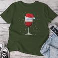 Glass Red Wine With Christmas Hat Wine Christmas T-shirt Frauen Lustige Geschenke