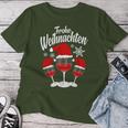 Merry Christmas Wine Red Wine Glass With Christmas Hat T-shirt Frauen Lustige Geschenke