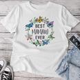 Best Mamaw Ever Butterfly Floral Personalized Name Women T-shirt Funny Gifts