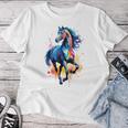 Children's Colourful Horse In Gallop Cute Horses Girls Stable And Riding Blue T-shirt Frauen Lustige Geschenke