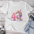 Kinder 4 Geburtstag Mädchen 4 Jahre Einhorn Party Outfit Einhorn T-shirt Frauen Lustige Geschenke