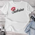 Sabrina Bold Red Lips Personalized Name For And Girls Women T-shirt Funny Gifts