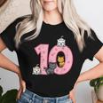 10Th Birthday Cats On Number 10 Kawaii Bday Kitten Girls Kid Women T-shirt Gifts for Her