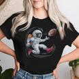 Astronaut Playing Football Vintage Space Football Women T-shirt Gifts for Her