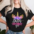 Daddy Of The Birthday Girl Unicorn Birthday Father Dad Blue T-shirt Frauen Geschenke für Sie