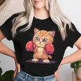 Divertido Gato De Boxeo Con Guantes De Boxeo Para Fanáticos Del Deporte Y Las Mascotas Cuello Camiseta de mujer Regalos para ella