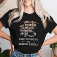 Facilement Distrait Par Les Dragons Et Les Livres Cadeau Amusant T-shirt femme Cadeaux pour elle