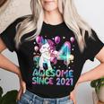 Flossing Unicorn 4 Year Old 4Th Birthday Girl Unicorn Party Women T-shirt Gifts for Her