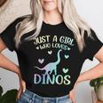 Just A Girl Who Loves Dinos La Chica De Los Dinosaurios Camiseta de mujer Regalos para ella