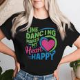 Line Dancing Hace Mi Corazón Feliz Danza Cuello Camiseta de mujer Regalos para ella
