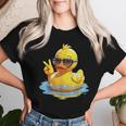 Retro Groovy Yellow Rubber Duck Peace Duck Lovers Women T-shirt Gifts for Her