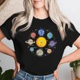 Sistema Solar Planetas Galaxia Niños Niñas Espacio Cuello Camiseta de mujer Regalos para ella
