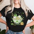 St Patrick's Day Irish Ramen Cats Cute Anime Girls Women T-shirt Gifts for Her