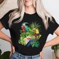Tropical Bird Rainforest Jungle Green Flowers T-shirt Frauen Geschenke für Sie