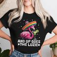 Women's And Up Goes The Luzie Flamingo Party Dancing Slogan With-Neck T-shirt Frauen Geschenke für Sie