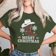 Christmas Cowboy Boots Checked Xmas Western Country Cowgirl T-shirt Frauen Geschenke für Sie