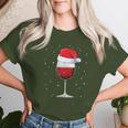 Glass Red Wine With Christmas Hat Wine Christmas T-shirt Frauen Geschenke für Sie