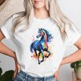 Children's Colourful Horse In Gallop Cute Horses Girls Stable And Riding Blue T-shirt Frauen Geschenke für Sie